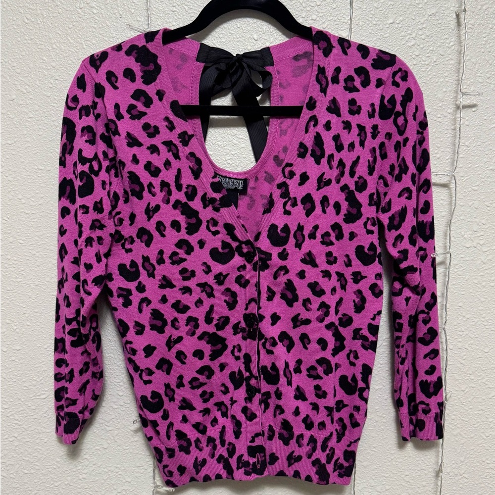 *Rare* IRON FIST Pink Leopard Print Cardigan